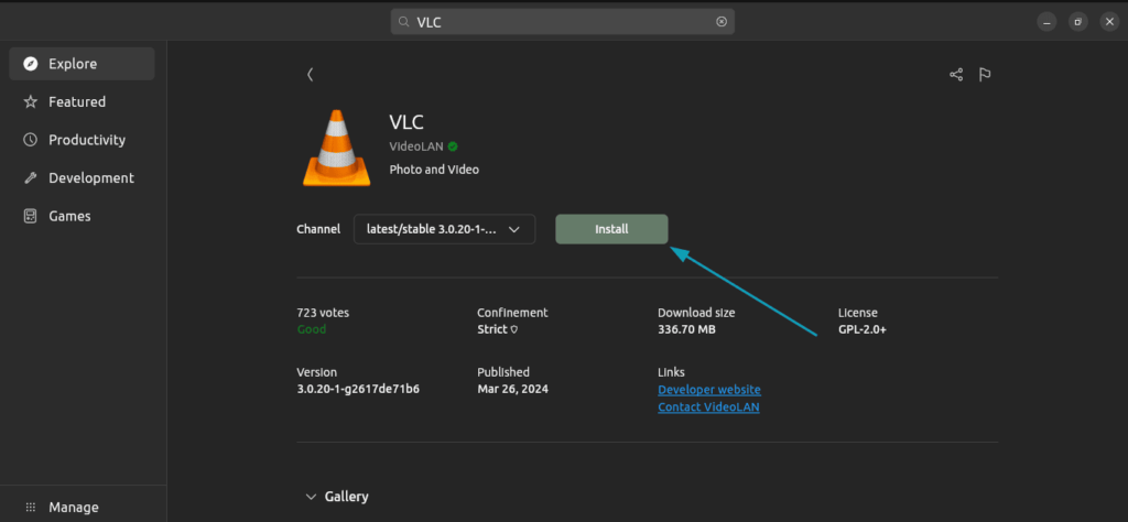 How to install VLC media player on Ubuntu from App Center